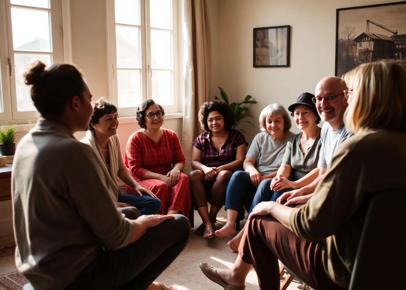 A small group sitting together in conversation